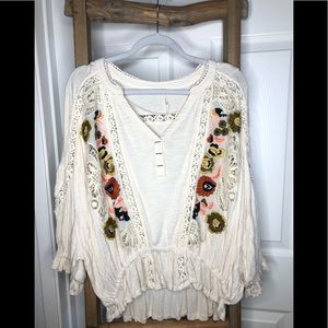 Free People XS Fitted Waist Blouse